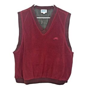 Golfleece Pullover Vest Sun Mountain Sports Vintage Burgundy Made In USA Men L